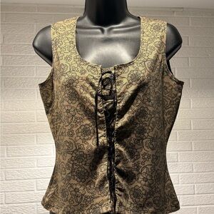 Rave Tan and Black Lace Women's Blouse